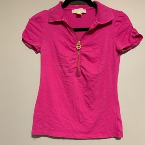 Michael Kors pink zipper sleeve shirt